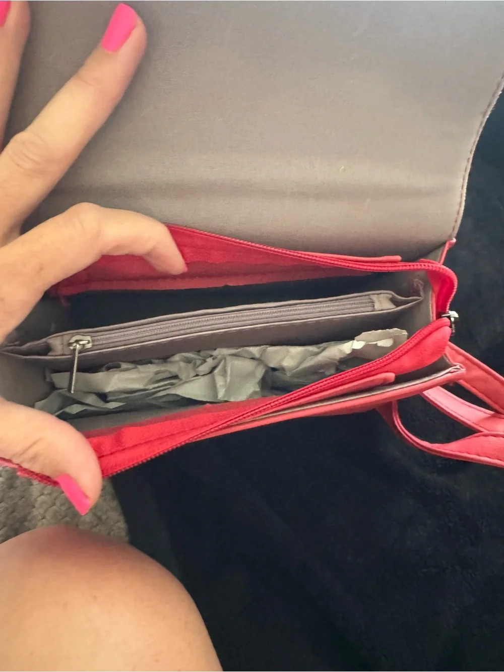 Red Women's Crossbody Bag with Buckle Detail